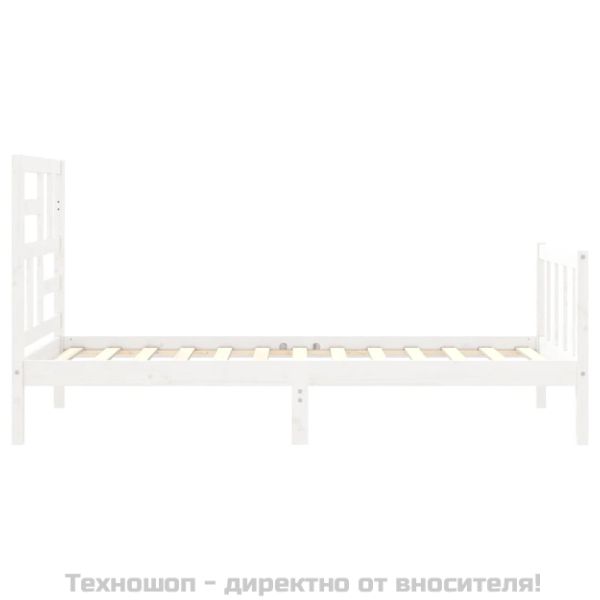 Рамка за легло без матрак, бял, 90x200 см, бор масив