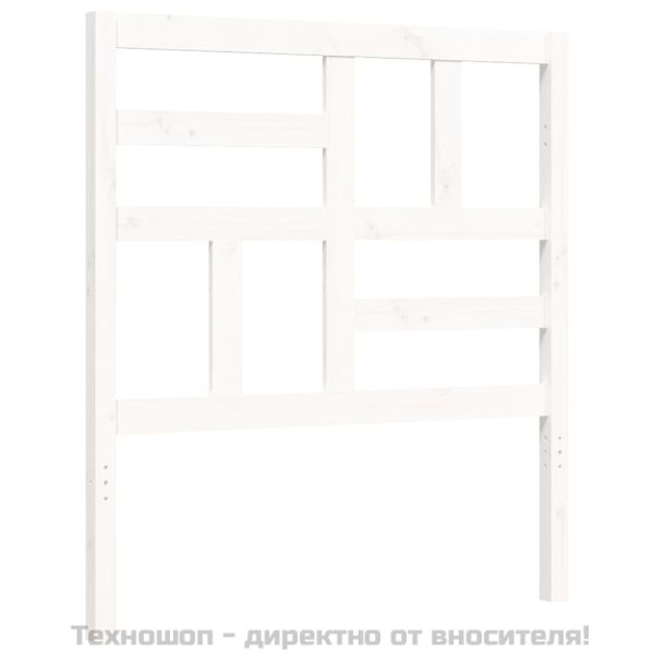 Рамка за легло без матрак, бял, 90x200 см, бор масив