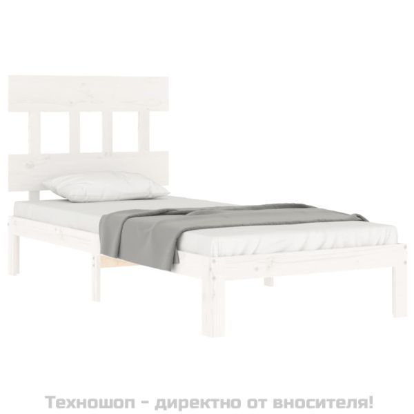 Рамка за легло без матрак, бял, 100x200 см, бор масив