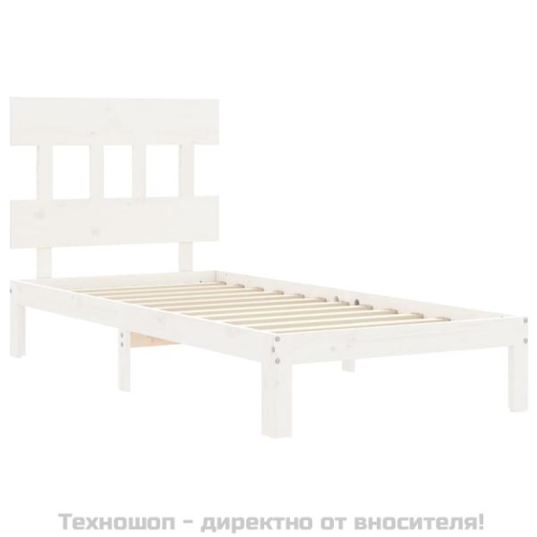 Рамка за легло без матрак, бял, 100x200 см, бор масив