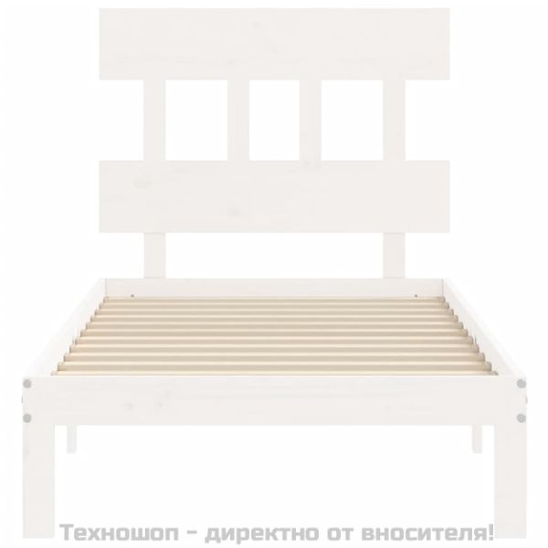 Рамка за легло без матрак, бял, 100x200 см, бор масив