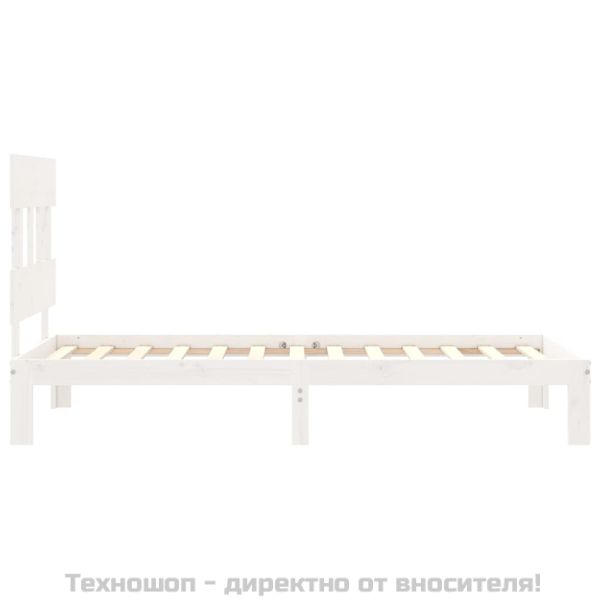 Рамка за легло без матрак, бял, 100x200 см, бор масив