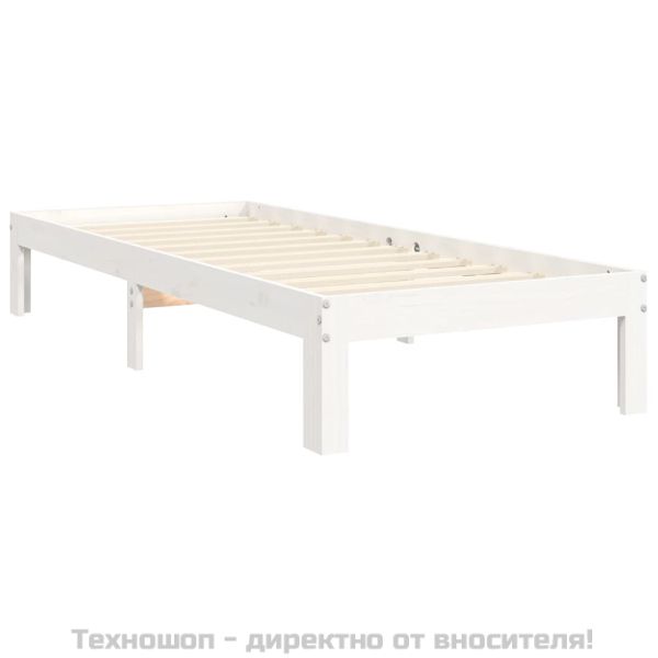 Рамка за легло без матрак, бял, 100x200 см, бор масив