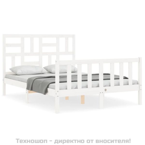 Рамка за легло без матрак, бял, 120x200 см, бор масив