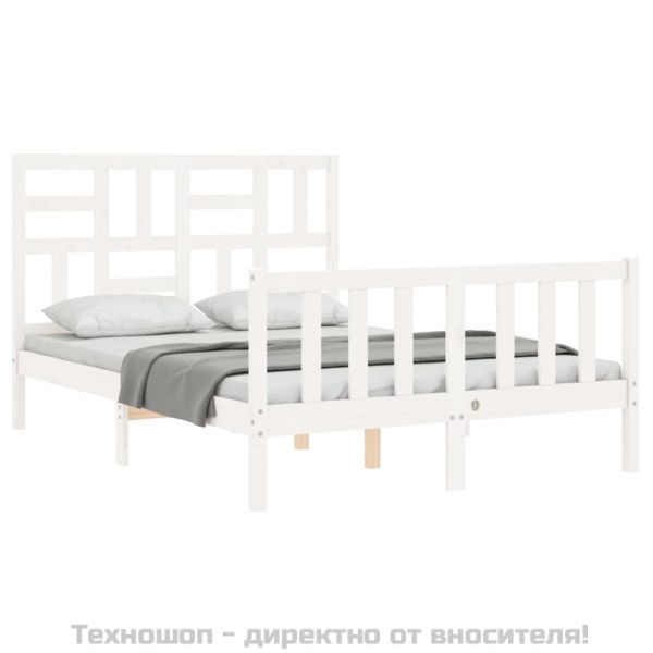 Рамка за легло без матрак, бял, 120x200 см, бор масив