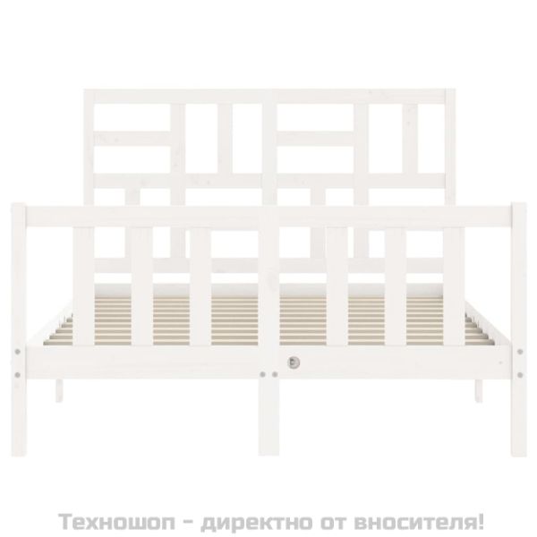 Рамка за легло без матрак, бял, 120x200 см, бор масив