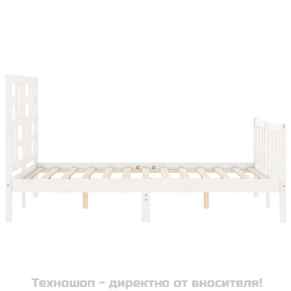 Рамка за легло без матрак, бял, 120x200 см, бор масив
