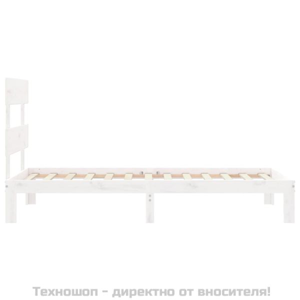 Рамка за легло без матрак, бял, 90x200 см, бор масив