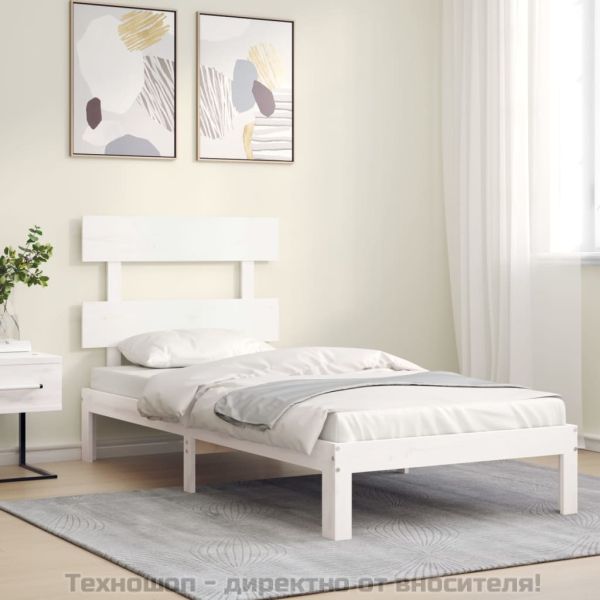 Рамка за легло без матрак, бял, 100x200 см, бор масив
