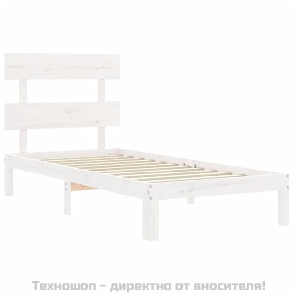 Рамка за легло без матрак, бял, 100x200 см, бор масив