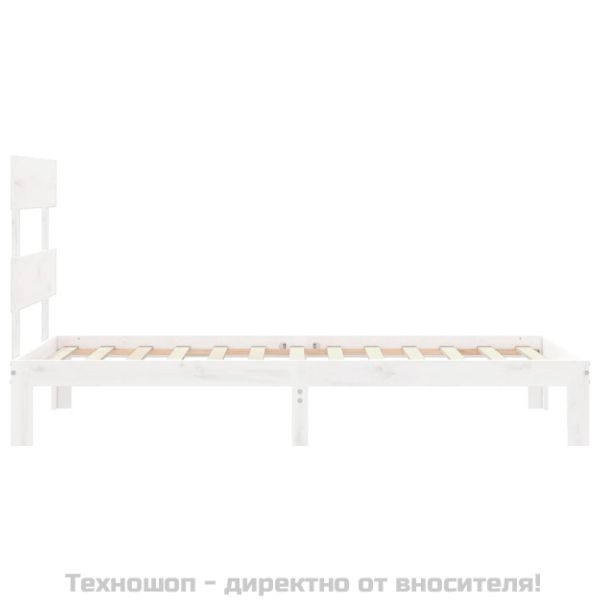 Рамка за легло без матрак, бял, 100x200 см, бор масив