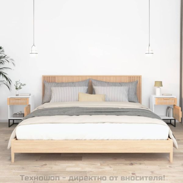 Нощни шкафчета 2 бр бели 40x30x55,5 см инженерно дърво и желязо