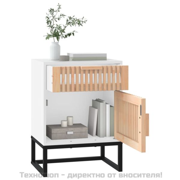 Нощни шкафчета 2 бр бели 40x30x55,5 см инженерно дърво и желязо