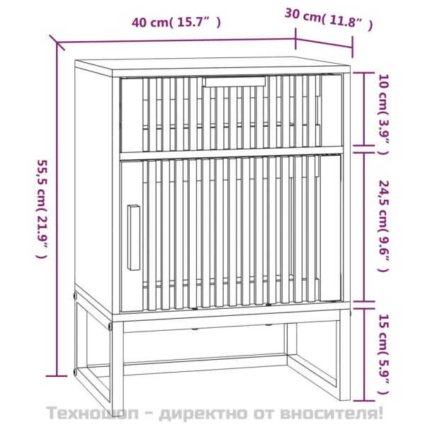 Нощни шкафчета 2 бр бели 40x30x55,5 см инженерно дърво и желязо