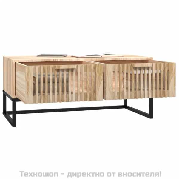 Кафе маса, черна, 80x40x35 см, инженерно дърво и желязо