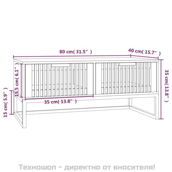 Кафе маса, черна, 80x40x35 см, инженерно дърво и желязо