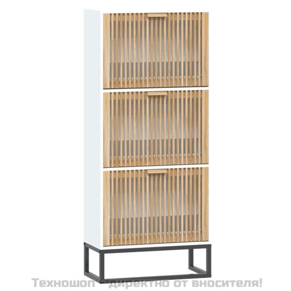 Шкаф за обувки, бял, 52x25x120 см, инженерно дърво
