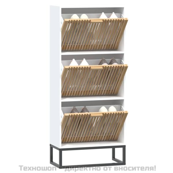 Шкаф за обувки, бял, 52x25x120 см, инженерно дърво