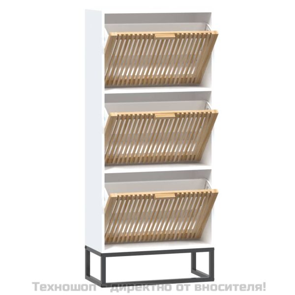 Шкаф за обувки, бял, 52x25x120 см, инженерно дърво