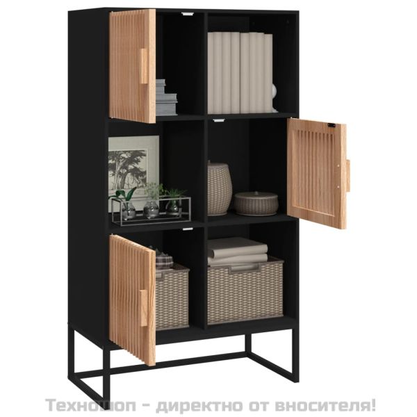 Висок шкаф, черен, 70x35x125 см, инженерно дърво