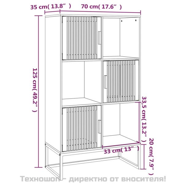Висок шкаф, черен, 70x35x125 см, инженерно дърво