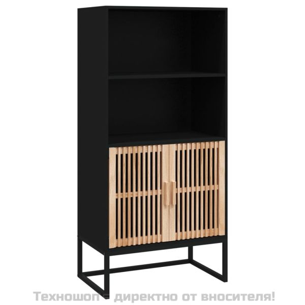 Висок шкаф, черен, 60x35x125 см, инженерно дърво