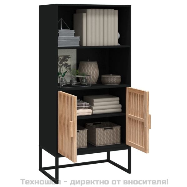 Висок шкаф, черен, 60x35x125 см, инженерно дърво