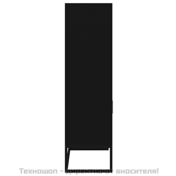 Висок шкаф, черен, 60x35x125 см, инженерно дърво