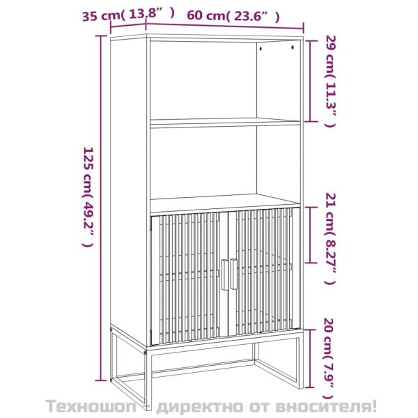 Висок шкаф, черен, 60x35x125 см, инженерно дърво