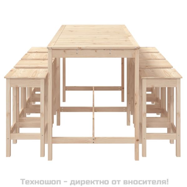 Градински бар комплект от 9 части, масивна борова дървесина