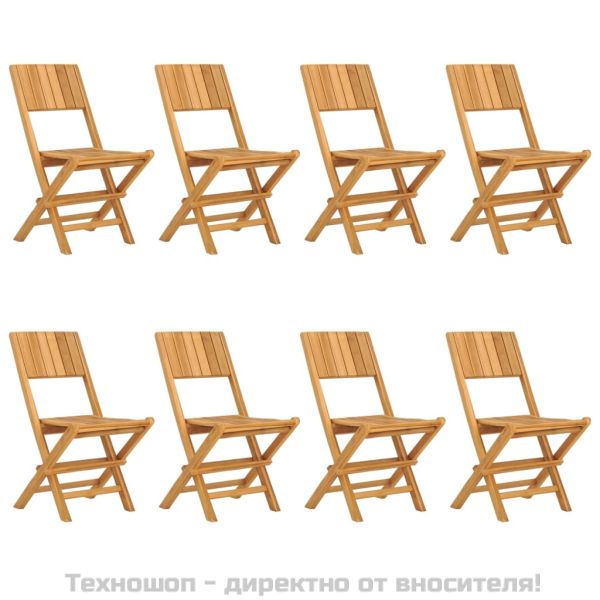 Сгъваеми градински столове, 8 бр, 47x61x90 см, тик масив