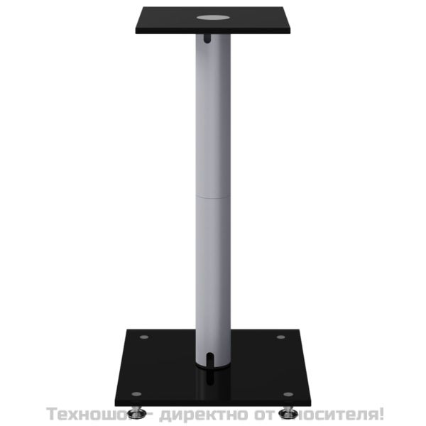 Стойки за тонколони 2 бр черно/сребро закалено стъкло 1 стълб