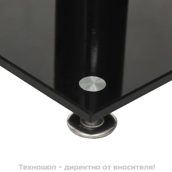 Стойки за тонколони 2 бр черно/сребро закалено стъкло 1 стълб