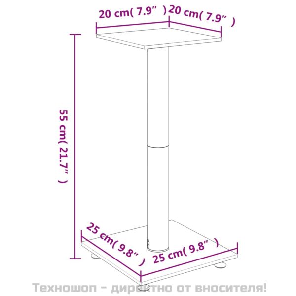 Стойки за тонколони 2 бр черно/сребро закалено стъкло 1 стълб