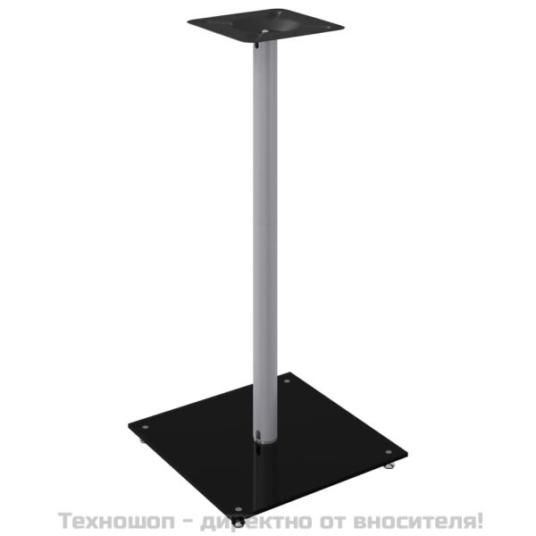 Стойки за тонколони 2 бр черно/сребро закалено стъкло 1 стълб