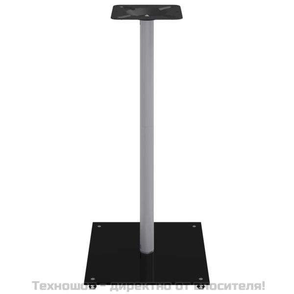 Стойки за тонколони 2 бр черно/сребро закалено стъкло 1 стълб
