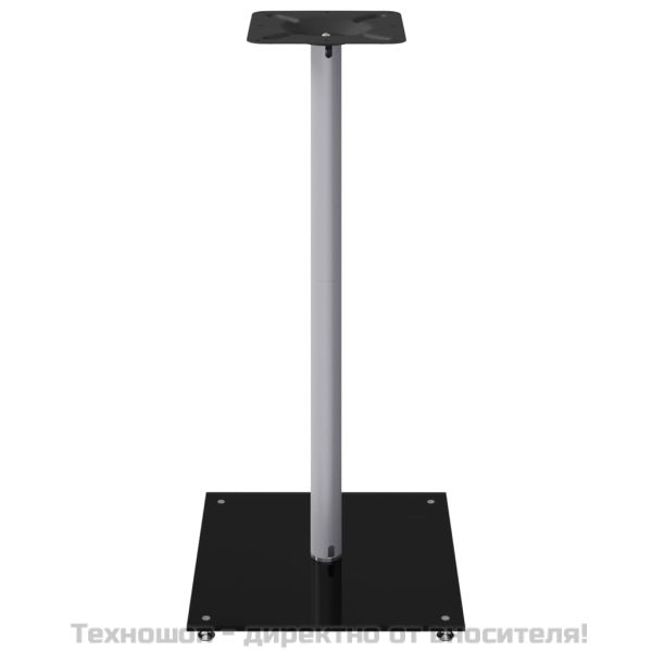 Стойки за тонколони 2 бр черно/сребро закалено стъкло 1 стълб