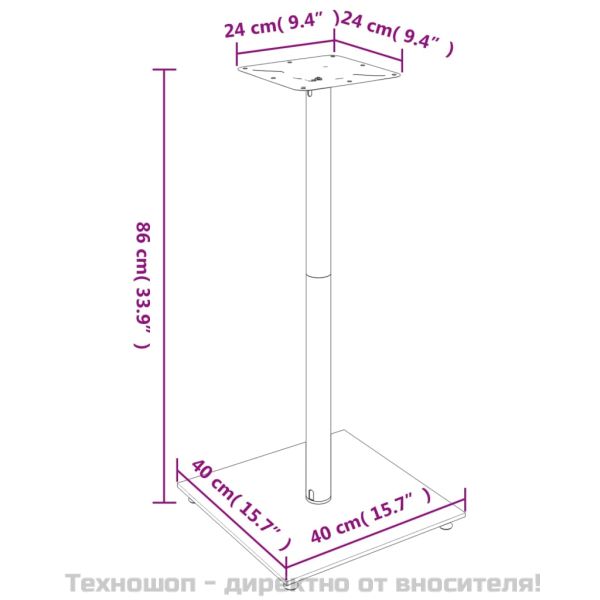 Стойки за тонколони 2 бр черно/сребро закалено стъкло 1 стълб