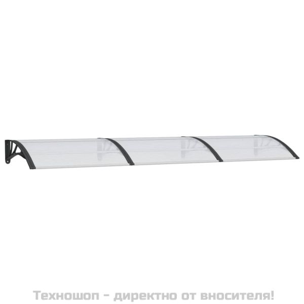 Навес за врата, черно и прозрачно, 300x75 см, поликарбонат