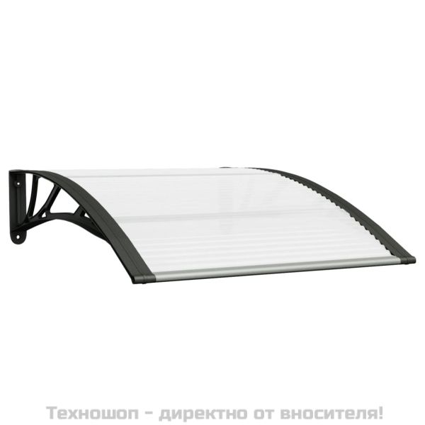 Навес за врата, черно и прозрачно, 100x75 см, поликарбонат