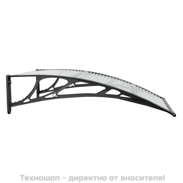 Навес за врата, черно и прозрачно, 100x75 см, поликарбонат