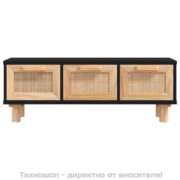 Кафе маса, черна, 80x40x30 см, инженерно дърво и бор масив