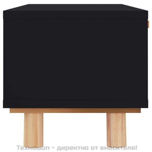 Кафе маса, черна, 80x40x30 см, инженерно дърво и бор масив