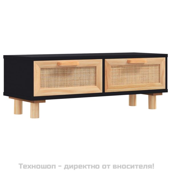 Кафе маса, черна, 80x40x30 см, инженерно дърво и бор масив