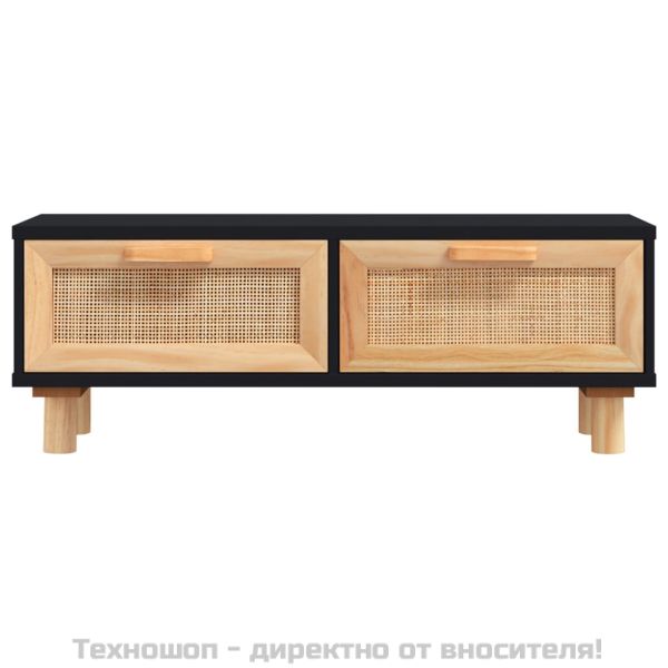 Кафе маса, черна, 80x40x30 см, инженерно дърво и бор масив