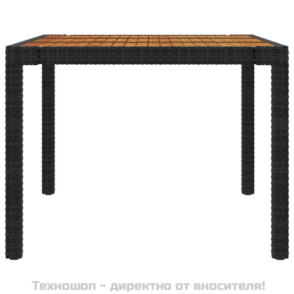 Градински комплект с възглавници, 7 части, полиратан, черен