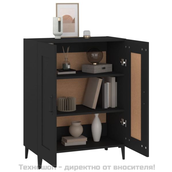 812142 Сайдборд, черен, 69,5x34x90 см, инженерно дърво