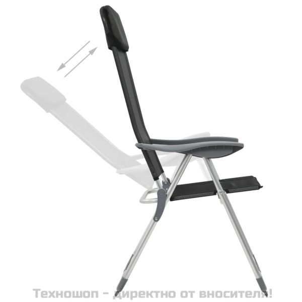 Сгъваеми къмпинг столове, 4 бр, черни, алуминий