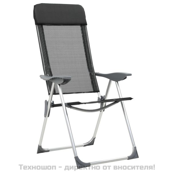 Сгъваеми къмпинг столове, 4 бр, черни, алуминий