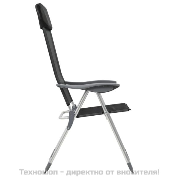 Сгъваеми къмпинг столове, 4 бр, черни, алуминий